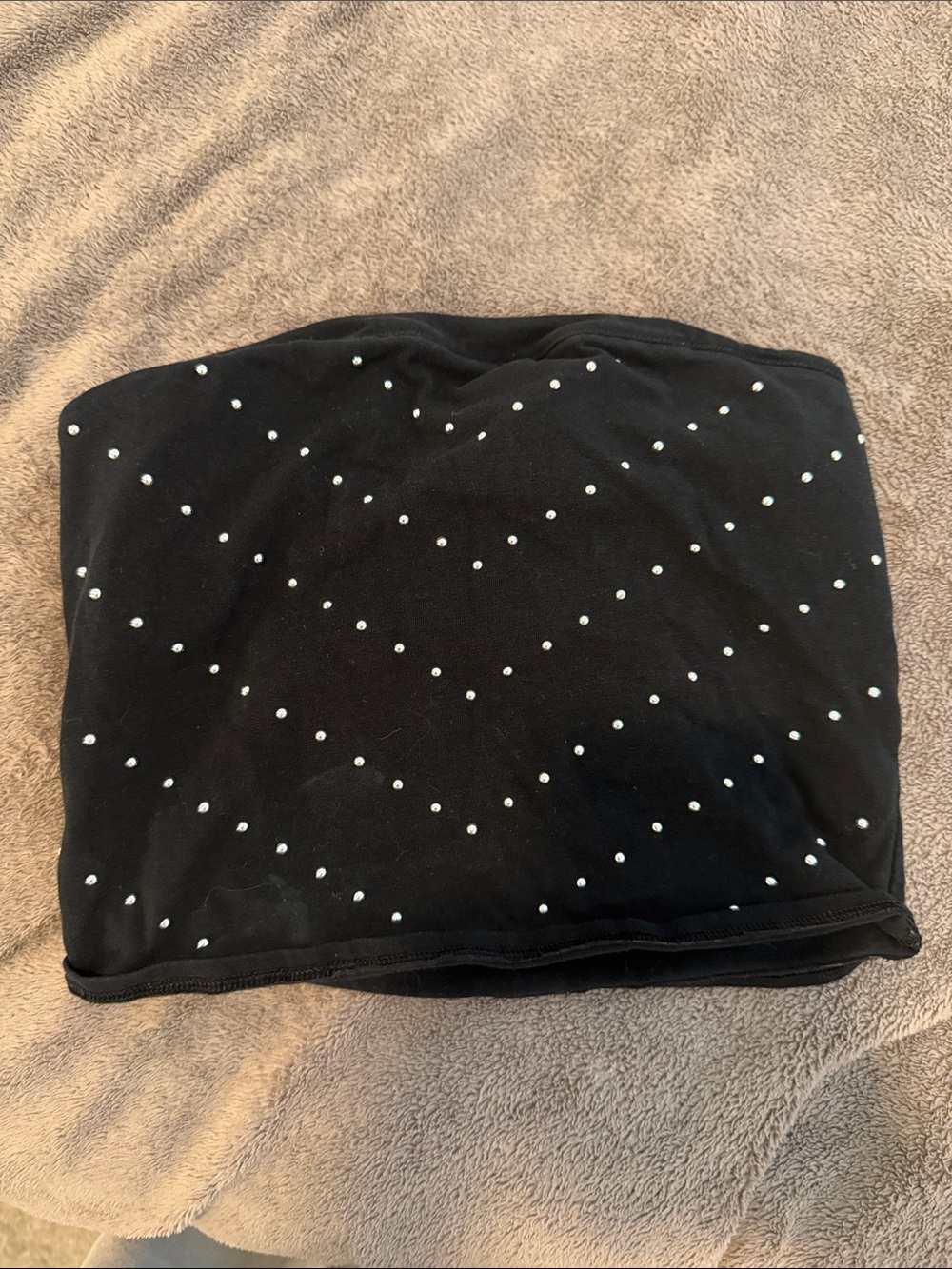 PINK Victoria's Secret Black Studded Strapless Crop Top